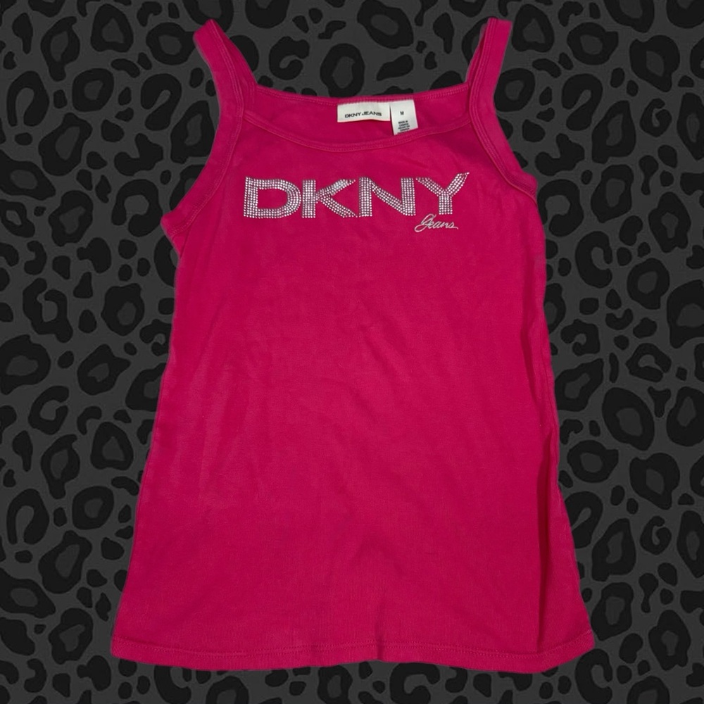DKNY Pink Rhinestone Logo Cami Tank